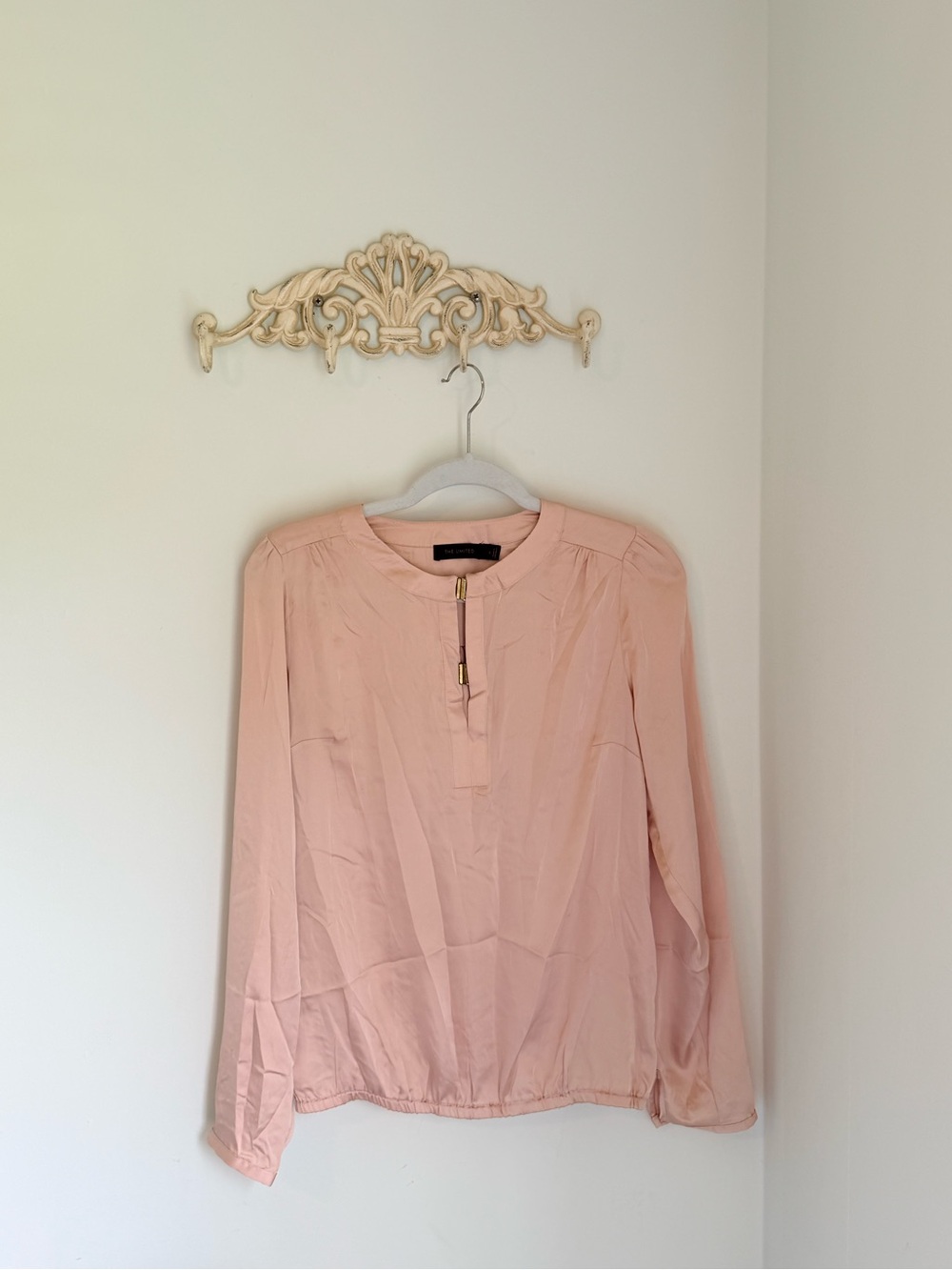 The Limited Blush Pink Long Sleeve Zip-Front Blouse